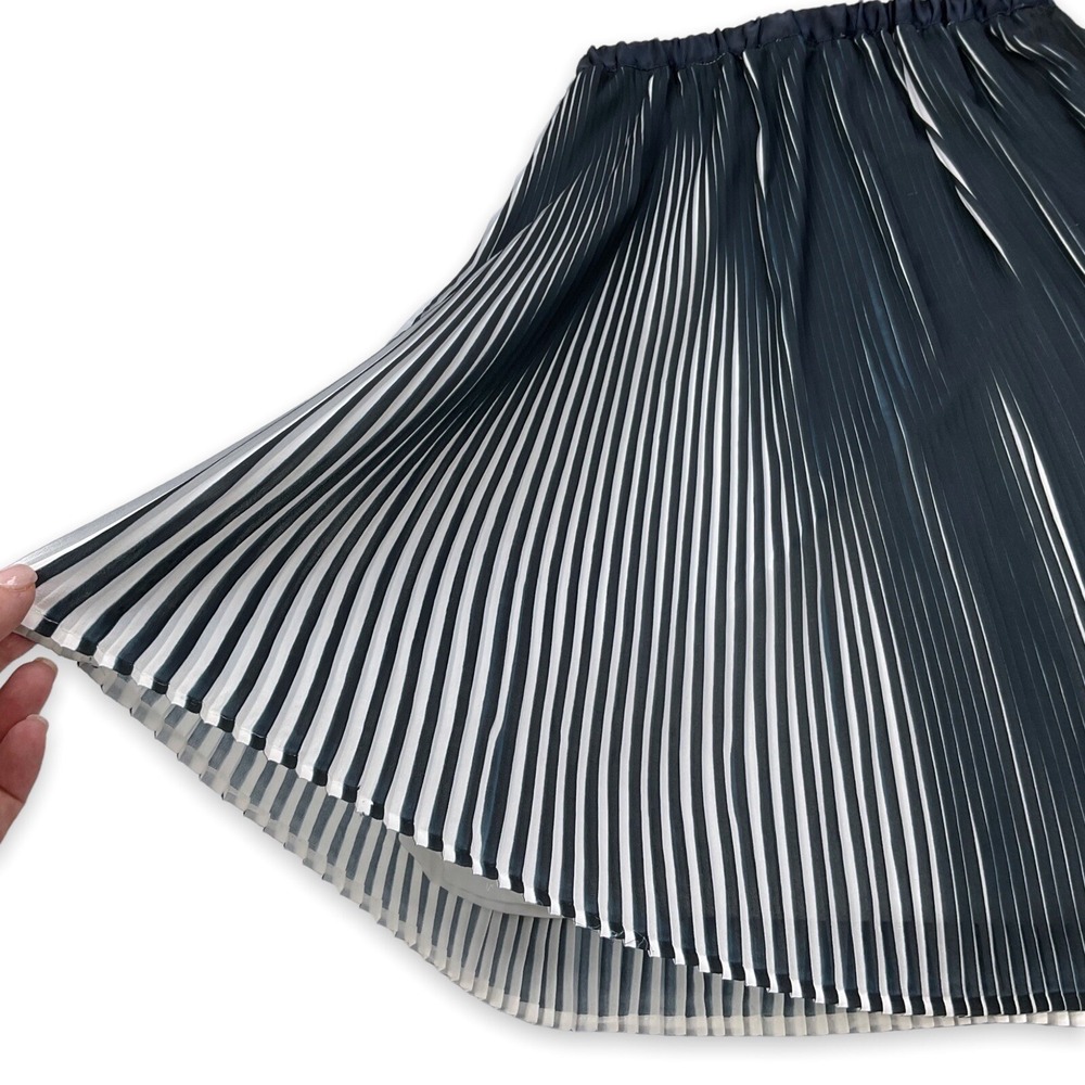 Adiva Skirt Women Small Blue Midi Elastic Waist Pleated Pull On NWT